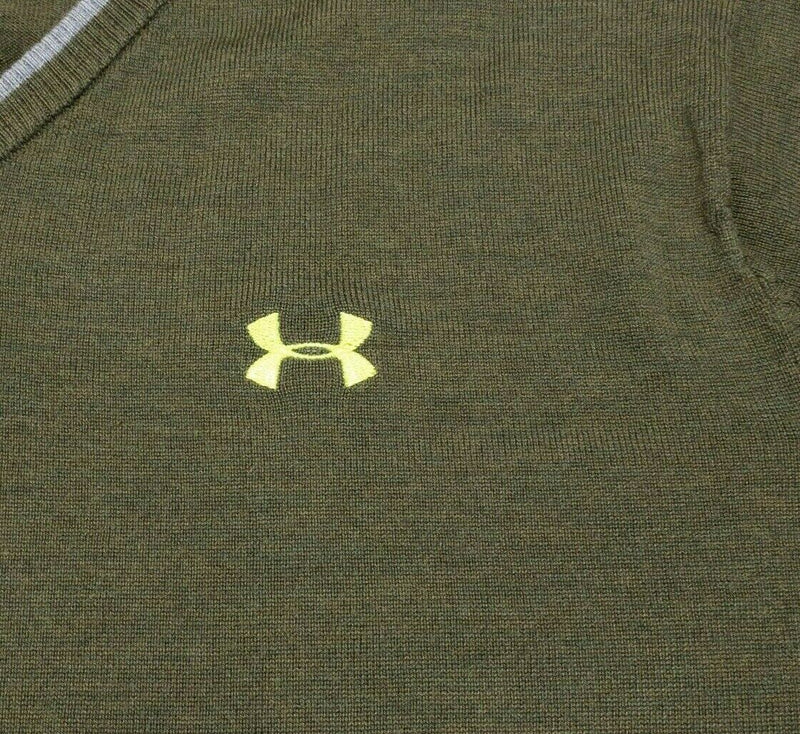 Under armour Merino Wool Sweater V-Neck Pullover Olive Green Men's 2XL Loose