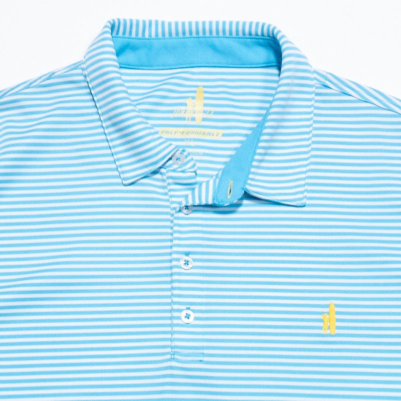 johnnie-O Prep Formance Polo XL Men's Shirt Blue Striped Preppy Golf Wicking