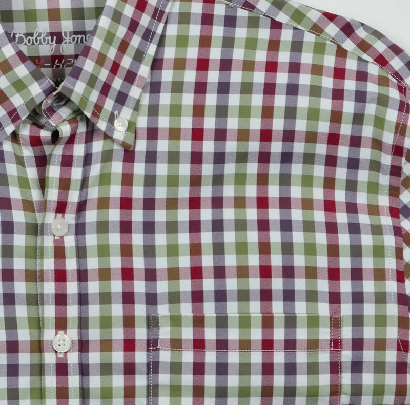 Bobby Jones Men's Sz Medium X-H2O Nylon Stretch Plaid Check Button-Down Shirt