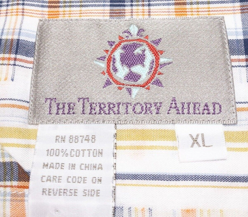 Territory Ahead Shirt XL Men's Colorful Striped Vintage 90s Long Sleeve Button