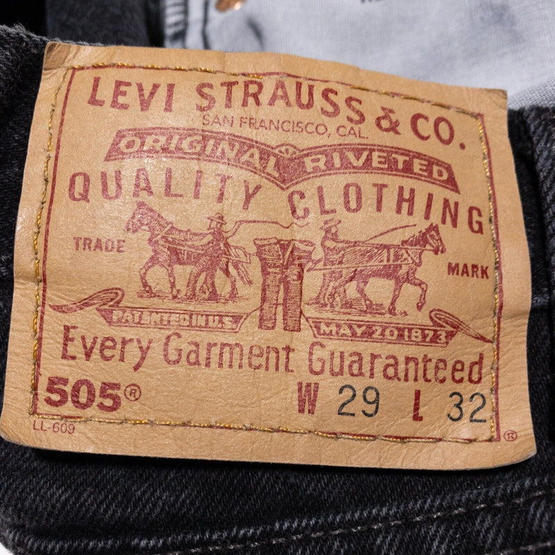 Vintage Levi's 505 Jeans Men's 29x32 Regular Fit Straight Leg Black Denim 90s