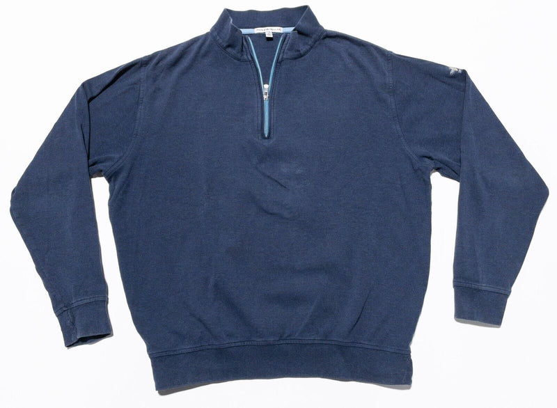 Peter Millar Sweater Mens Medium 1/4 Zip Pullover Sweatshirt Navy Blue Golf