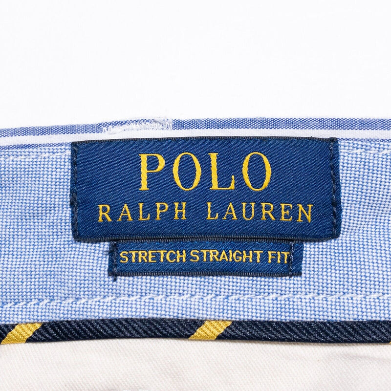 Polo Ralph Lauren Pants Men's 36x32 Straight Fit Stretch Blue White Stripes