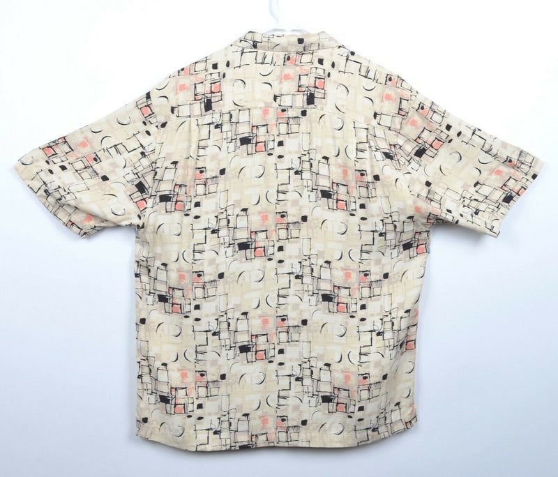 Nat Nast Men's Sz Small Silk Geometric Abstract Multi-Color Hawaiian Camp Shirt