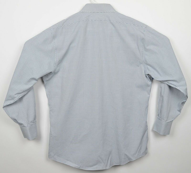 Brooks Brothers Men's 16.5-34 Non-Iron Blue Check Cotton Spandex Dress Shirt