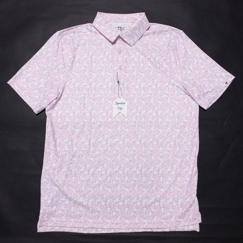 1764 Golf Polo Men's Large Pink Floral Shirt Signature Collection Wicking