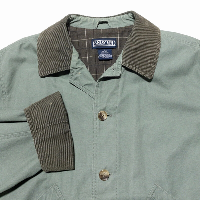 Land End Chore Jacket Mens Large Field Coat Barn Flannel Lined Green Canvas