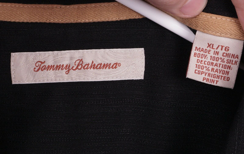 Tommy Bahama Men's XL 100% Silk Embroidered Third & Long Football Aloha Shirt
