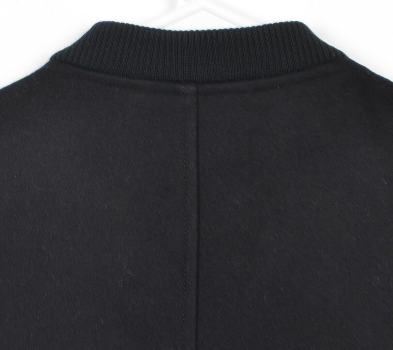 Brixtol Men's Small Wool Blend Black Lined Full Zip Long Bomber Jacket Coat