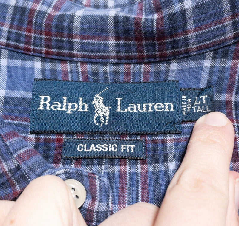 Polo Ralph Lauren Shirt Men's LT Large Tall Classic Long Sleeve Blue Red Plaid