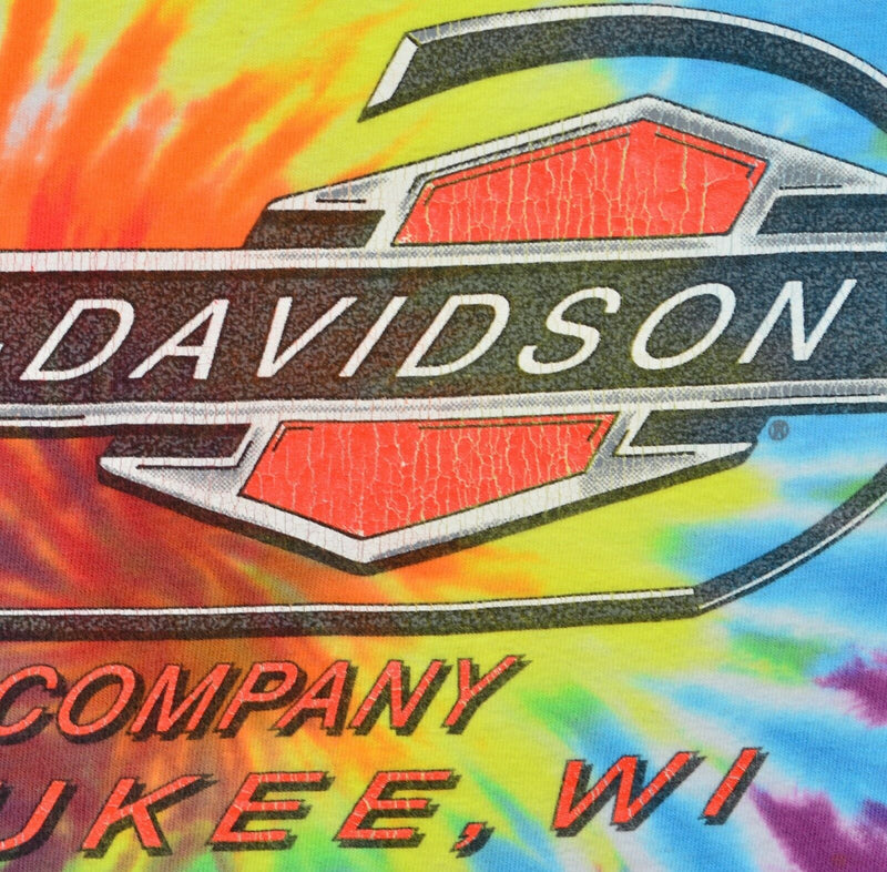 Vintage 90s Harley-Davidson Men's Sz Large Tie Dye Bar & Shield Logo T-Shirt