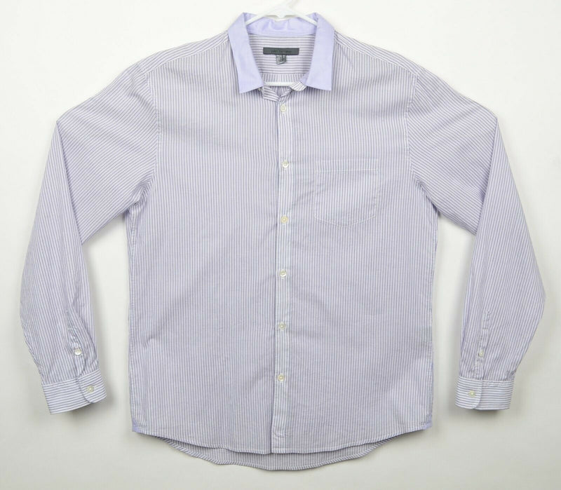 John Varvatos Men's Sz Medium Purple Striped Long Sleeve Shirt