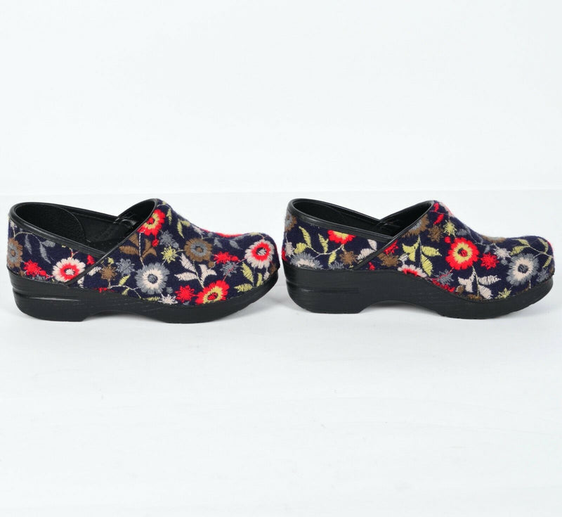 Dansko Felt Pro Women's 39 Navy Blue Floral Casual Professional Mule Clogs