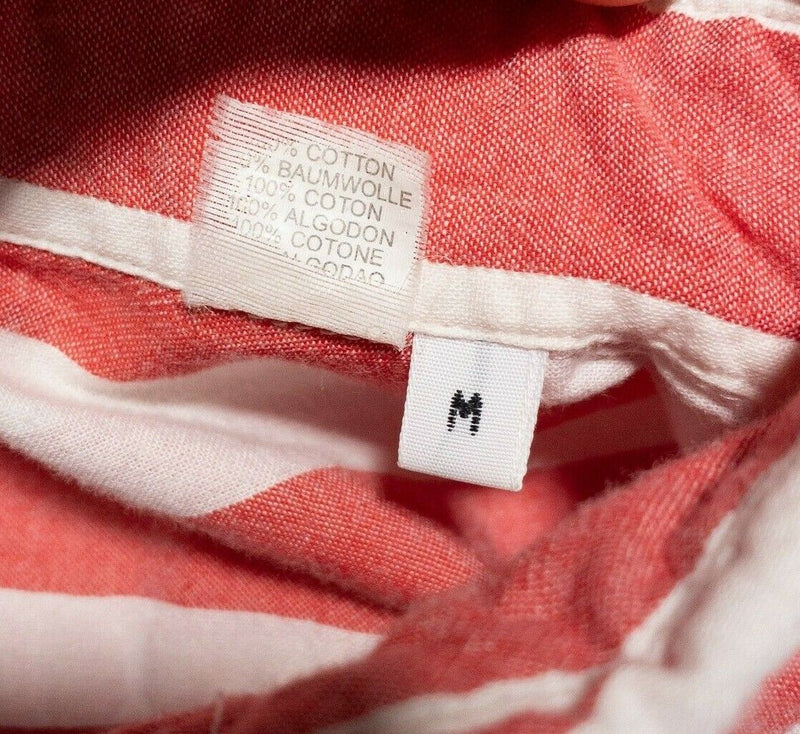 GANT Shirt Medium Men's Red/Pink White Striped Pullover Popover Button-Down