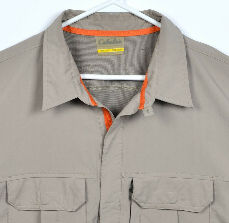 Cabela's Guidewear Men's 2XL Snap-Front Vented Fishing Outdoor Tan Shirt