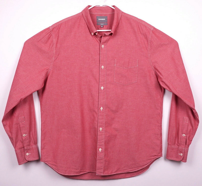 Bonobos Men's Sz XL Standard Fit Chambray Red Long Sleeve Button-Down Shirt