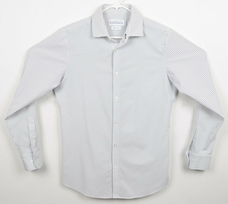 Mizzen + Main Men's Medium Trim Fit Leeward Collection White Graph Check Shirt