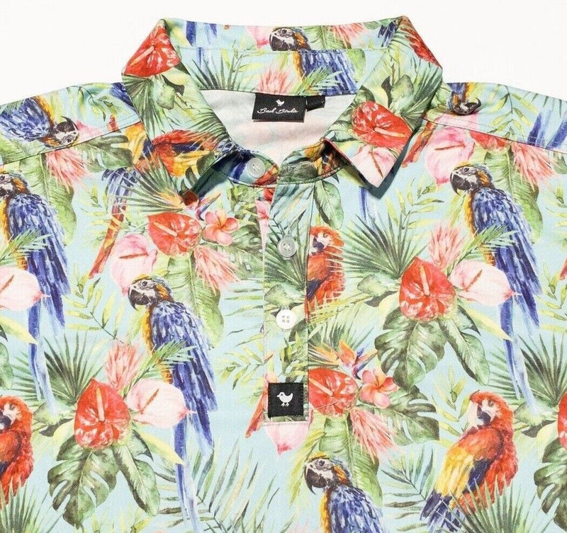 Bad Birdie Polo Medium Men's Golf Shirt Floral Birds Pattern Wicking Stretch