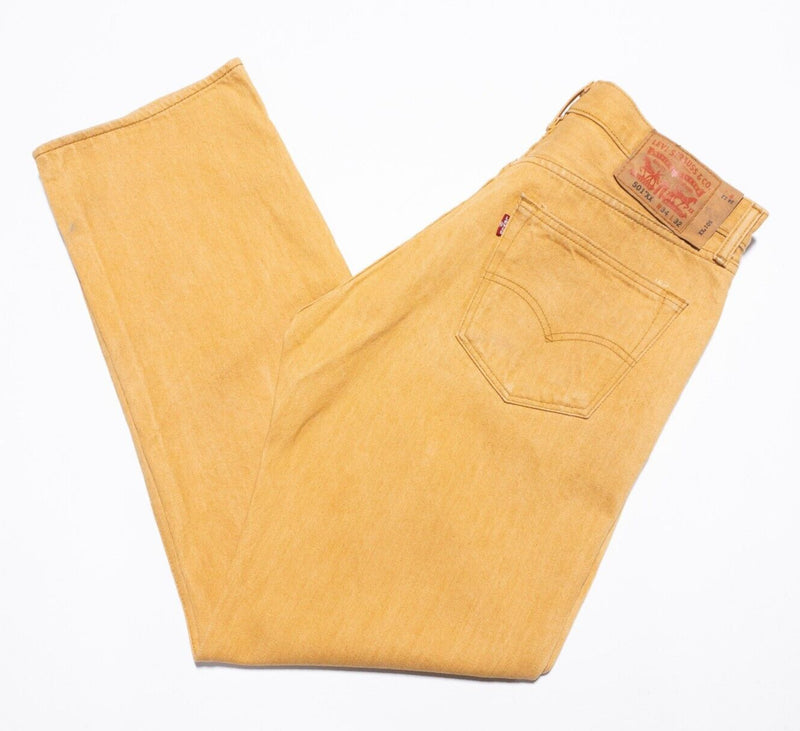 Levi's 501 XX Jeans Men's 34x32 Denim Mustard Yellow Straight Leg Button-Fly