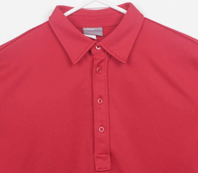 J. Lindeberg Men's Large Red Logo Back Polyester Wicking Golf Polo Shirt