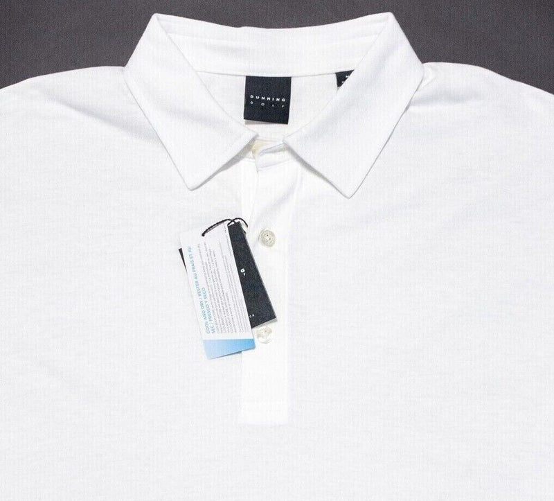 Dunning Golf Polo Medium Men's Solid White Performance CoolMax Wicking