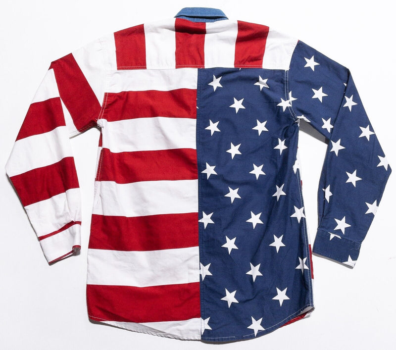Roper Western Shirt Men's Small USA Flag American Long Sleeve Patriotic Star