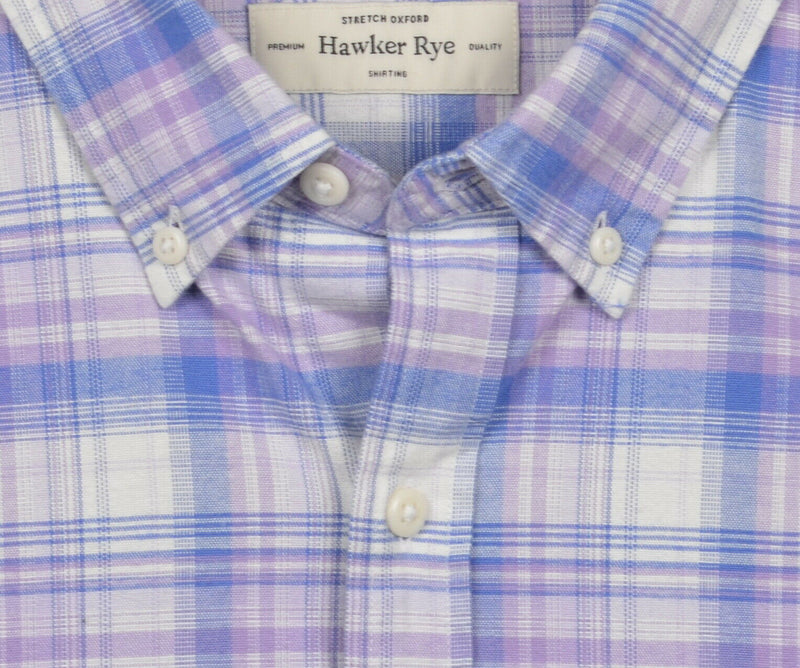 Hawker Rye Men Large Slim Fit Stitch Fix Purple Stretch Button-Down Oxford Shirt