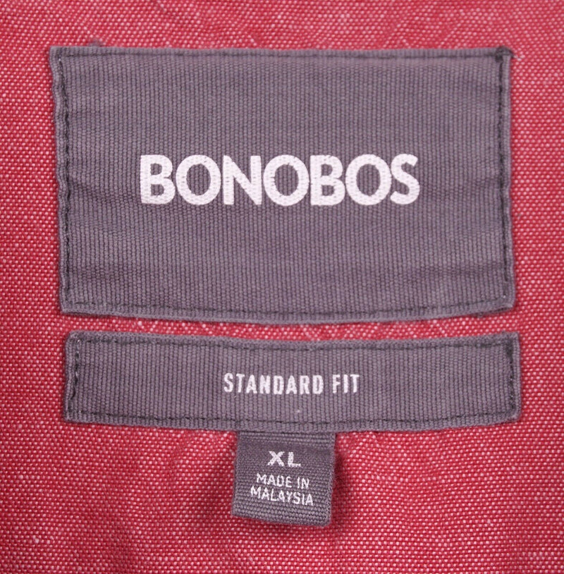 Bonobos Men's Sz XL Standard Fit Chambray Red Long Sleeve Button-Down Shirt