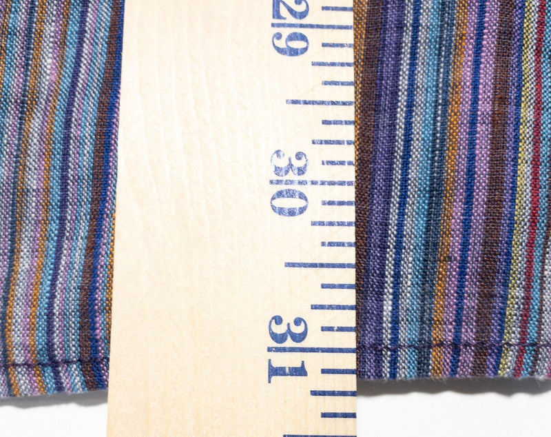 32 Bar Blues Shirt Men's Medium Colorful Striped Purple Yellow Blue Button-Down