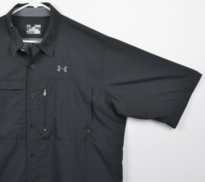 Under Armor Men's Sz XL Loose Vented HeatGear Black Hiking Fishing Shirt