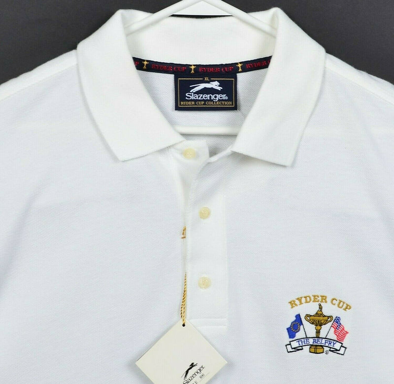 Ryder Cup Men's XL The Belfry Solid White Embroidered Slazenger Golf Polo Shirt