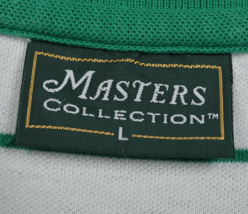 Vtg 1999 Masters Collection Men's Sz Large White Green Stripe Golf Polo Shirt