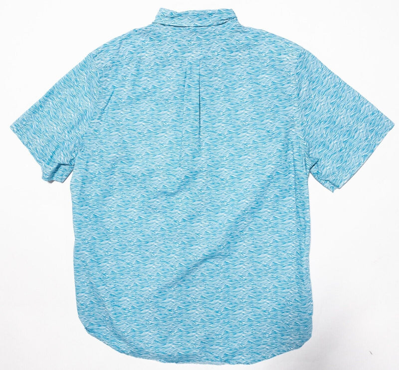 Vineyard Vines Tucker Shirt Large Slim Men's Waves Geo Blue Whale Button-Down