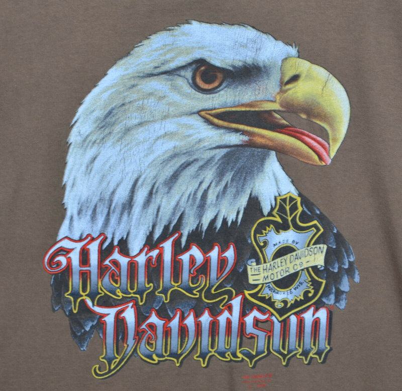 Vintage 1990 3D Emblem Men's Sz XL Harley-Davidson Eagle Brown T-Shirt