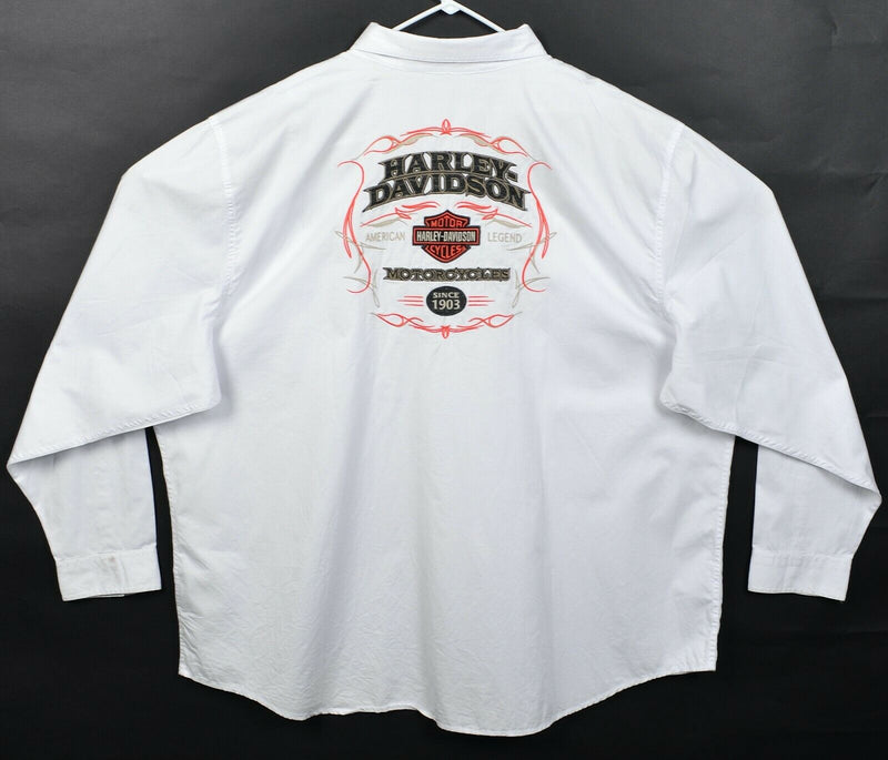 Harley-Davidson Men's 5XL White Embroidered Logo Garage Mechanic Biker Shirt