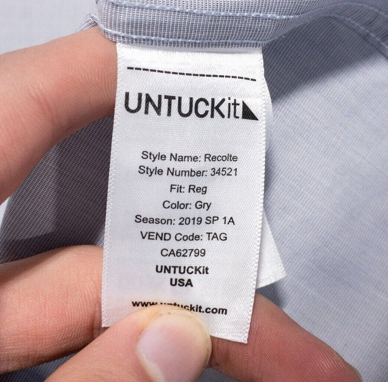 UNTUCKit Large Wrinkle Free Shirt Men's Gray Short Sleeve Button-Front Recolte