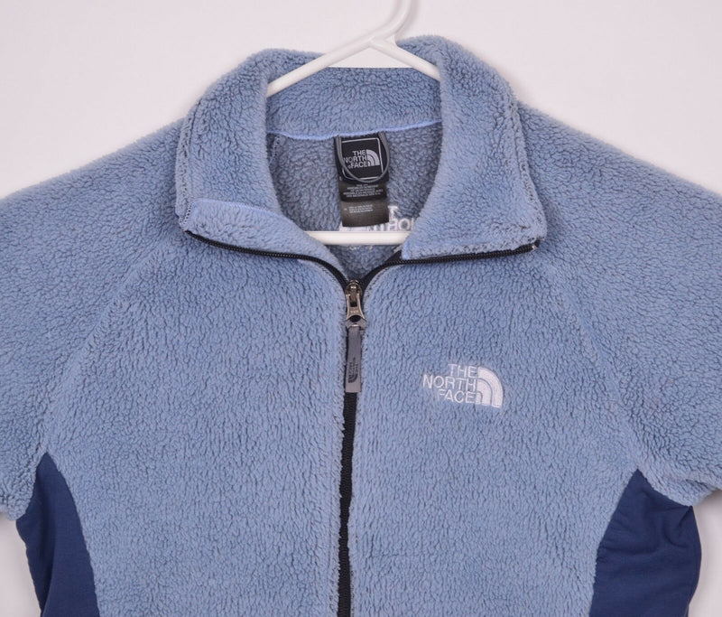 The North Face Women's Sz Medium Fuzzy Fleece Light Blue Full Zip Jacket