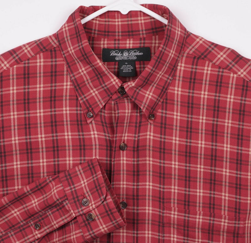 Brooks Brothers Country Men's XL Cotton Cashmere Blend Red Plaid Flannel Shirt