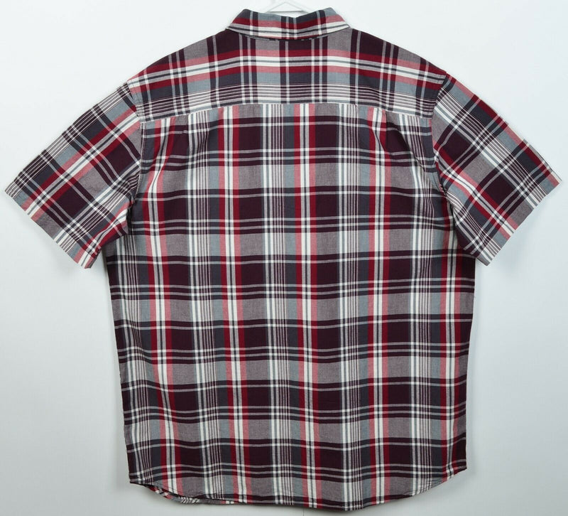 Carhartt Men's XLT Relaxed Fit Red Maroon Fort Plaid S/S Button-Down Shirt