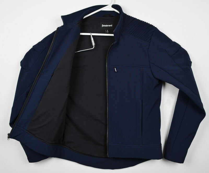 Betabrand Men's Small Smugglers Han Solo Soft Shell Navy Blue Motorcycle Jacket