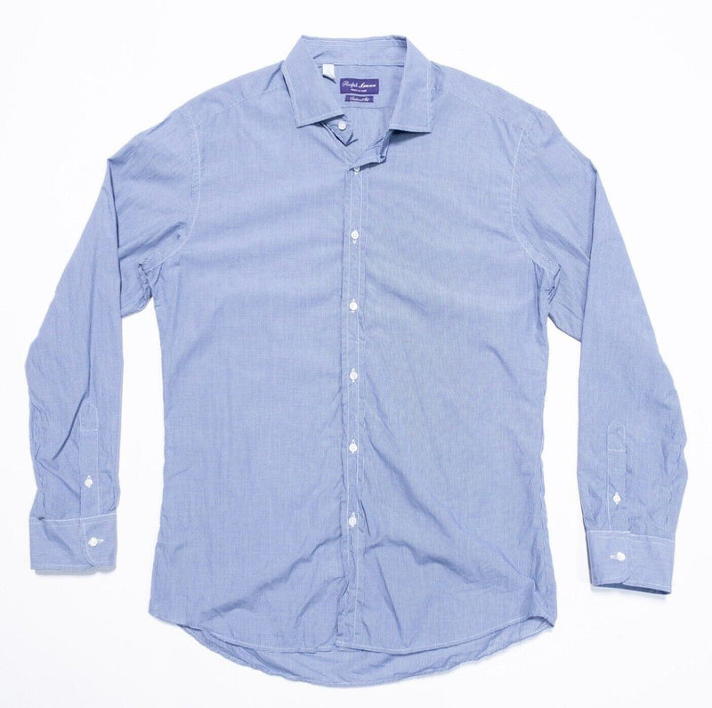 Ralph Lauren Purple Label Shirt 17 Tailored Fit Men's Blue Check Italy RLPL