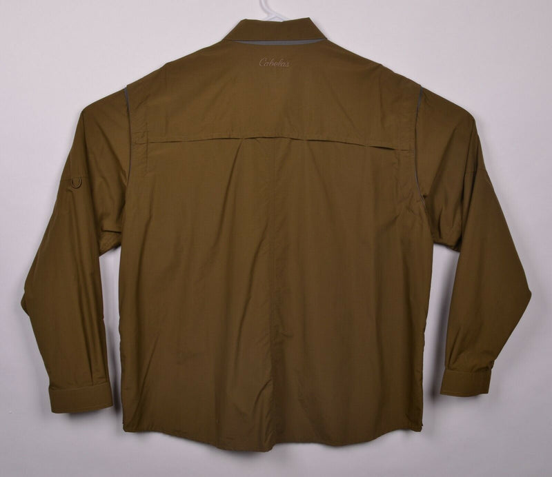 Cabela's Mens Sz XL Brown Camping Hiking Vented Snap Shirt