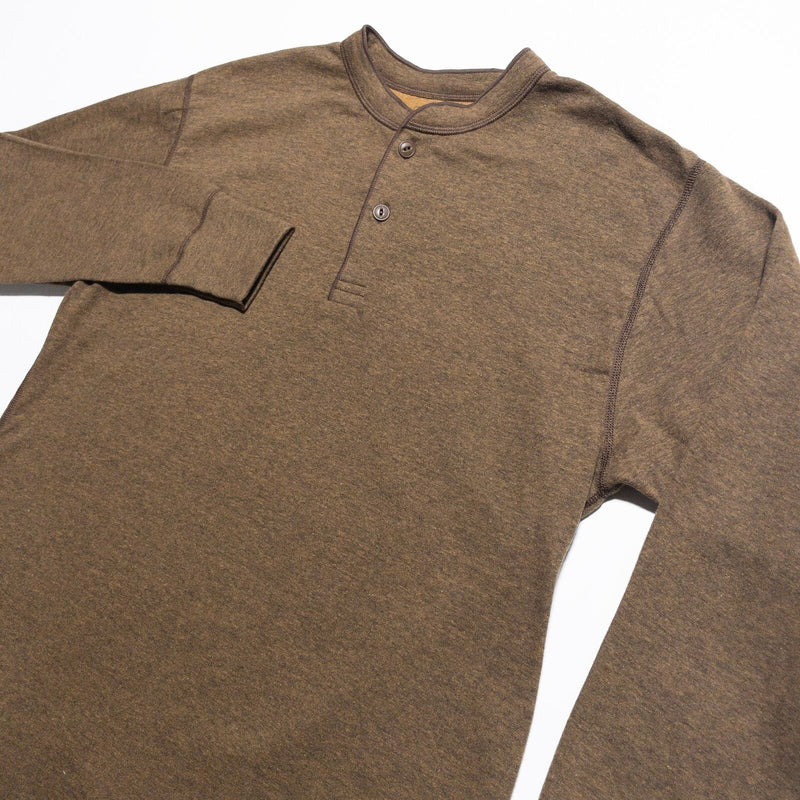 L.L. Bean River Driver's Shirt Men's Large Wool Blend Henley Brown Long Sleeve