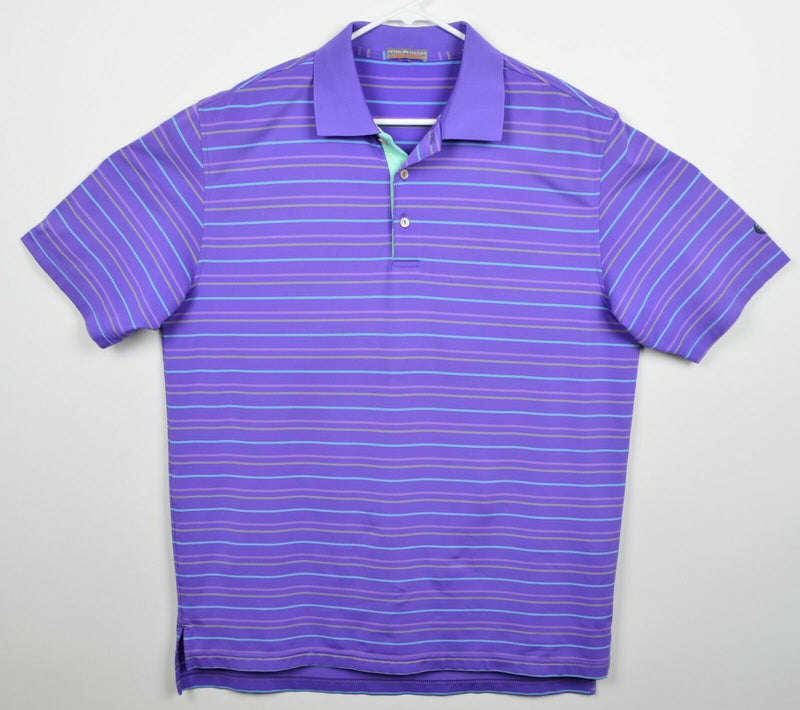 Peter Millar Men's Sz Large/XL? Summer Comfort Purple Stripe Golf Polo Shirt