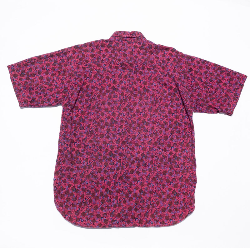Vintage Shah Safari 90s Shirt Men's XL Button-Up Pink Geometric Party Fun Print