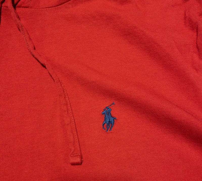 Polo Ralph Lauren Men's Medium Solid Red Lightweight Drawstring Shirt Hoodie