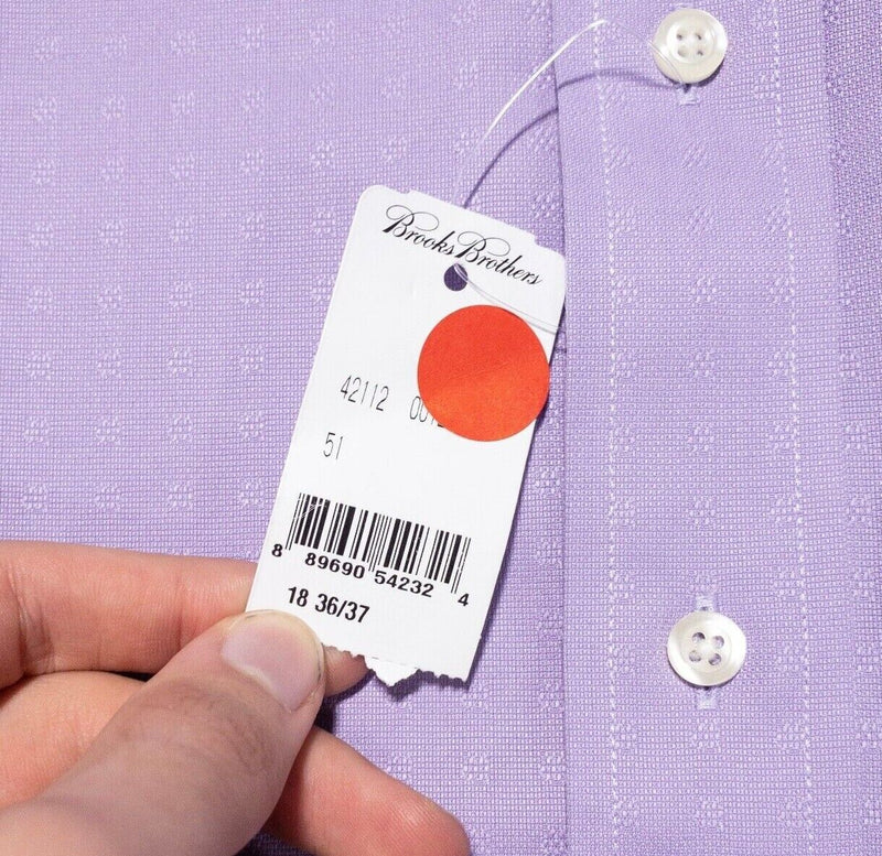 Brooks Brothers 18-36/37 Dress Shirt Men's Purple Long Sleeve Non-Iron New