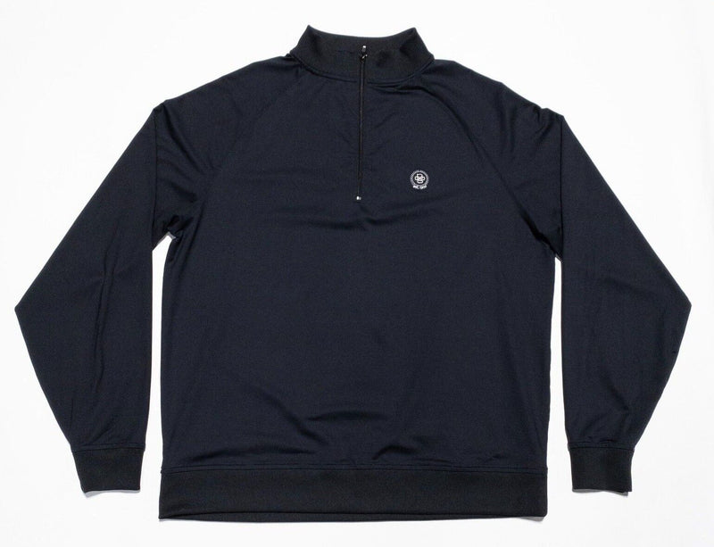 FootJoy Half-Zip Pullover Men's Large Golf Solid Black Wicking Stretch