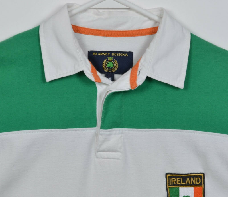 Blarney Designs Men's Medium Ireland Rugby Green Chunky Striped Polo Shirt