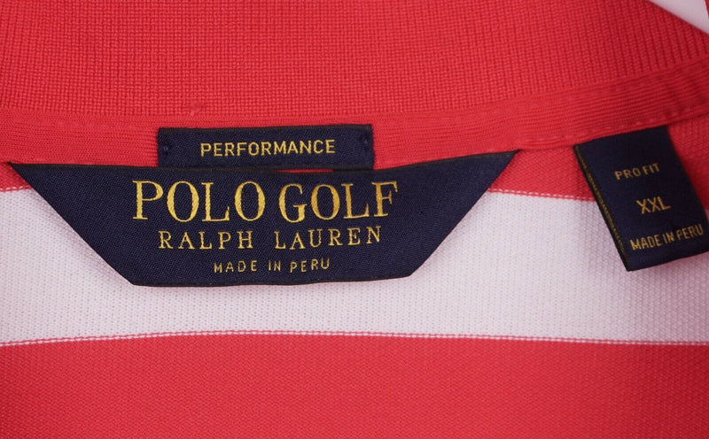 Polo Golf Ralph Lauren Men's 2XL Pro Fit Performance Red Striped Big Pony Shirt